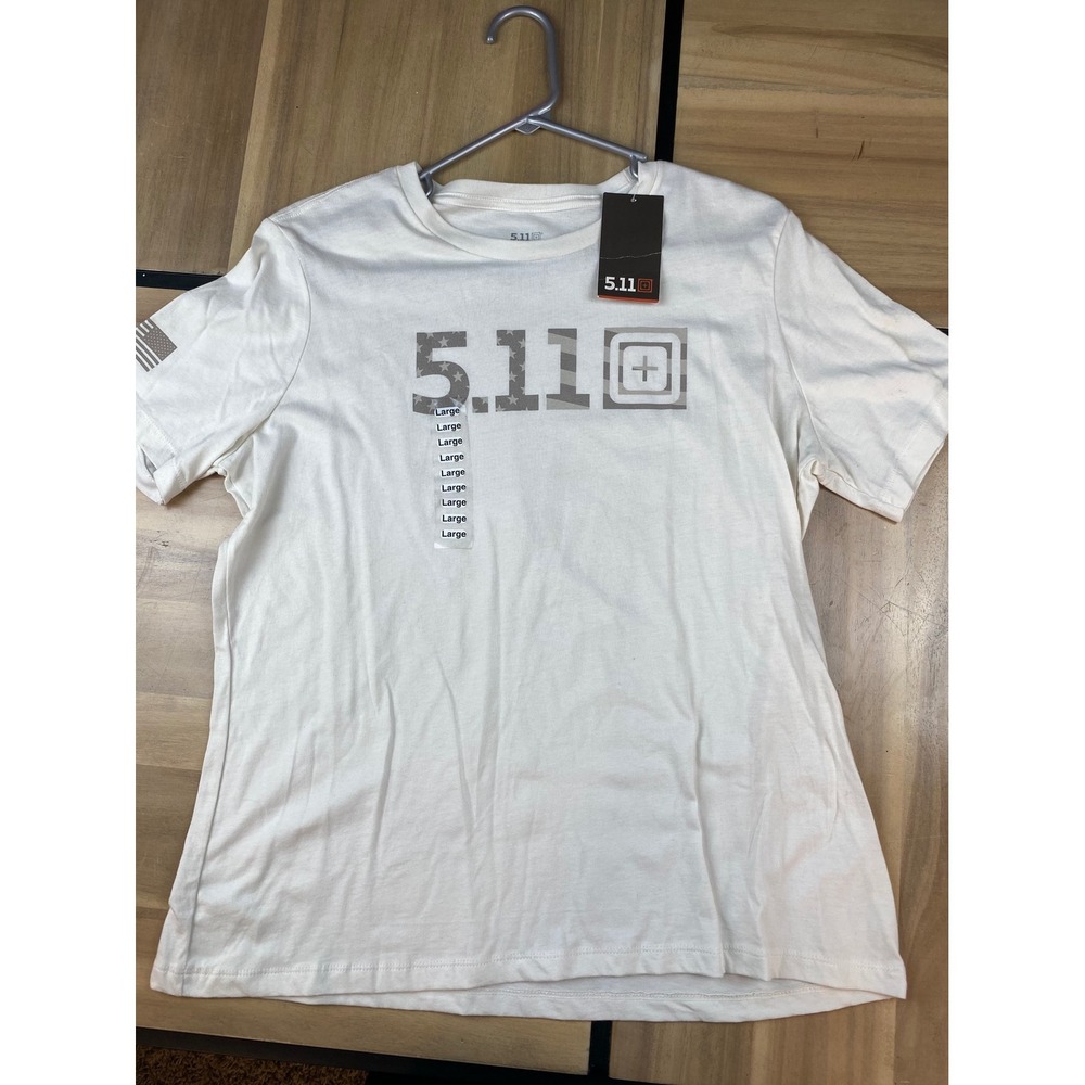 5.11 Tactical Womens Graphic T-Shirt White Patriotic Logo Cotton Tee Large NWT